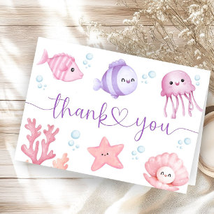 Under The Sea Baby Shower Folded Thank You Card