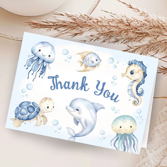 Under The Sea Baby Shower Folded Thank You Card (Creator Uploaded)
