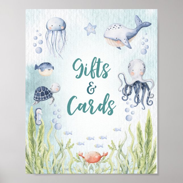 Under The Sea Baby Shower Gifts/Cards Poster (Front)
