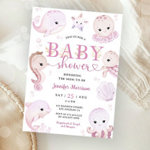Under The Sea Baby Shower Girl Pink Ocean 