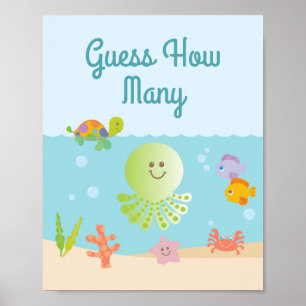 Under the Sea Baby Shower Guess How Many Game Poster