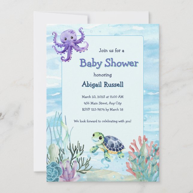 Under the Sea Baby Shower Invitation (Front)