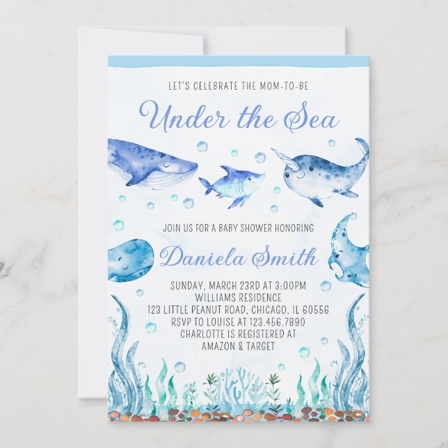 Under the Sea Baby Shower Invitation (Front)