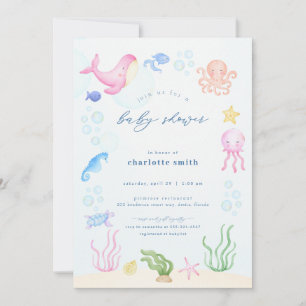 Under the Sea Baby Shower Invitations Ocean Beach