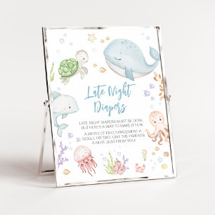 Under The Sea Baby Shower Late Night Diapers Poster