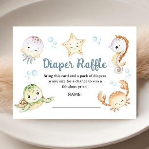 Under The Sea Baby Shower Ocean Diaper Raffle Enclosure Card
