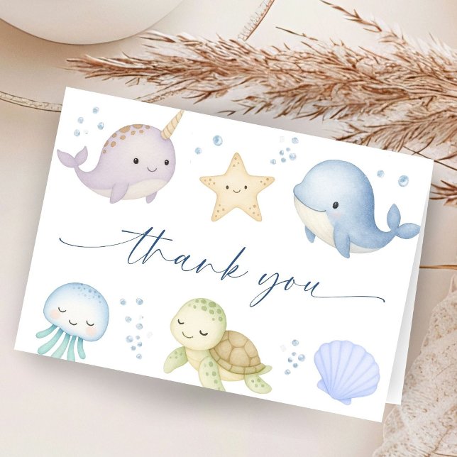 Under The Sea Baby Shower Ocean Thank You Card (Creator Uploaded)