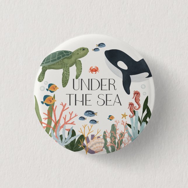 Under The Sea Baby Shower or Birthday Party Favour 3 Cm Round Badge (Front)