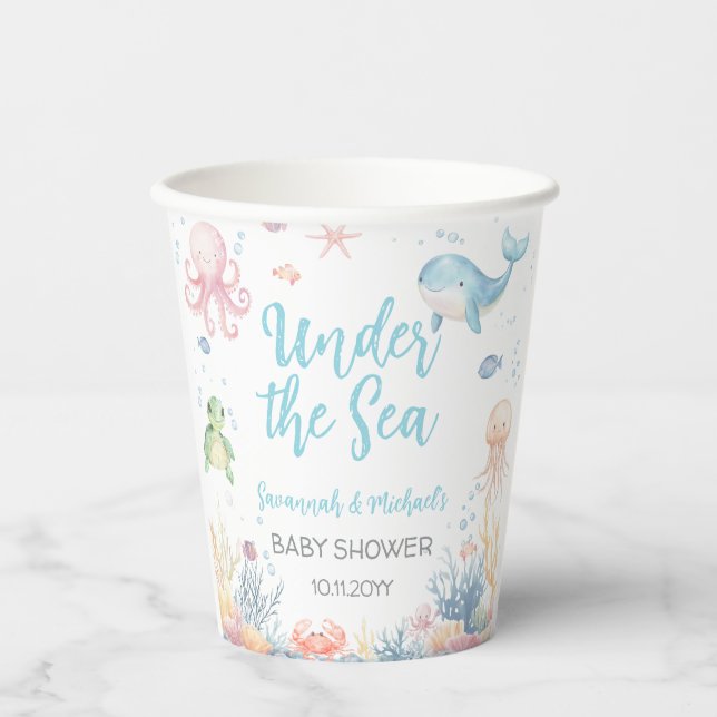 Under the Sea Baby Shower  Paper Cups (Front)