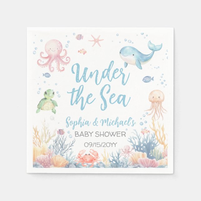 Under the Sea Baby Shower Party Napkin (Front)