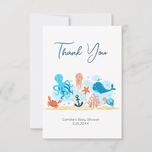 Under the Sea Baby Shower Thank You Card (Front)