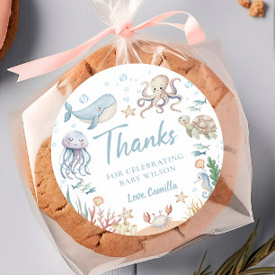Under The Sea Baby Shower Thank You Classic Round Sticker