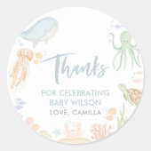 Under The Sea Baby Shower Thank You Favour Classic Round Sticker (Front)