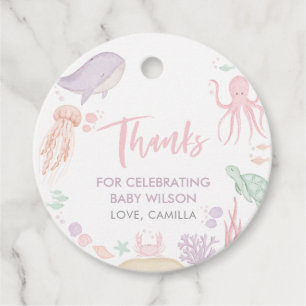 Under The Sea Baby Shower Thank You Girl Favour Tags