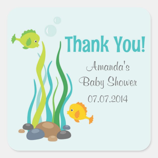 Under The Sea Baby Shower Thank You Stickers (Front)