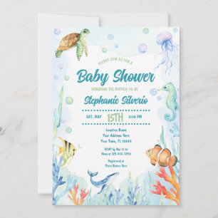 Under the Sea  Baby Shower Watercolor Invitation