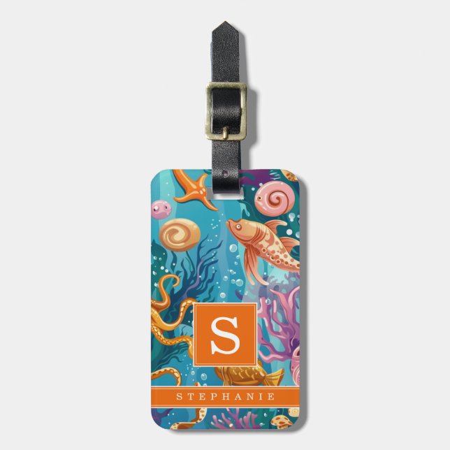 Under the Sea Background Luggage Tag (Front Vertical)