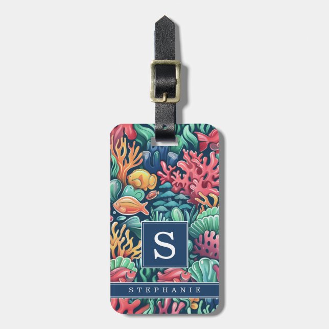 Under the Sea Background Luggage Tag (Front Vertical)