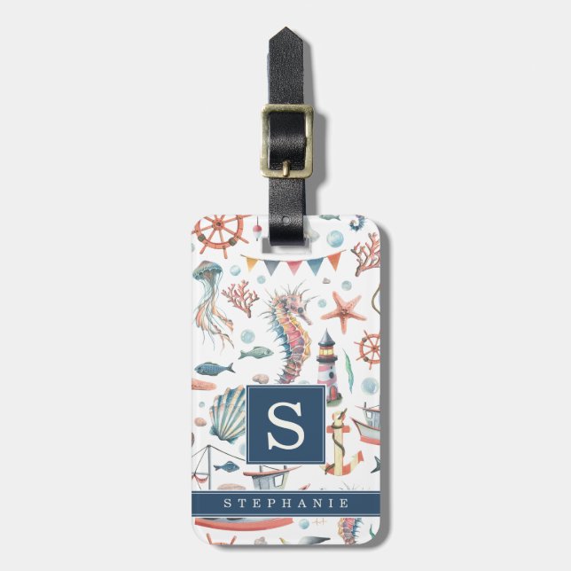 Under the Sea Background Luggage Tag (Front Vertical)