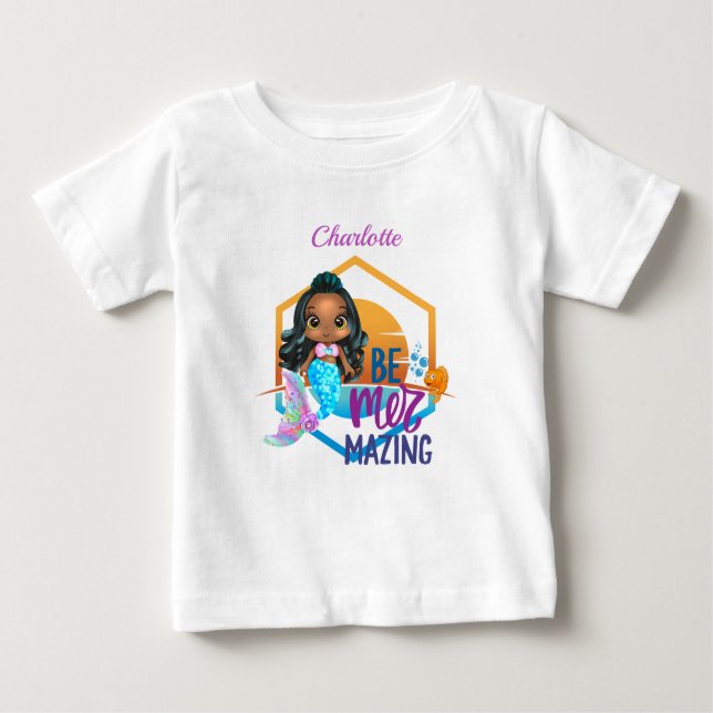 Under the Sea Be Mer-mazing Mermaid Personalised Baby T-Shirt (Front)