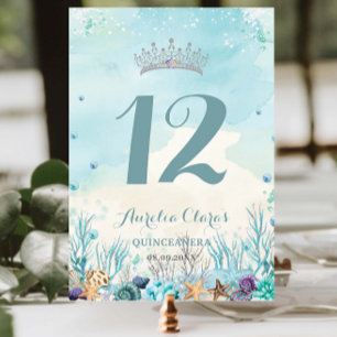Under the Sea Beach Quinceañera XV Sweet Sixteen Table Number