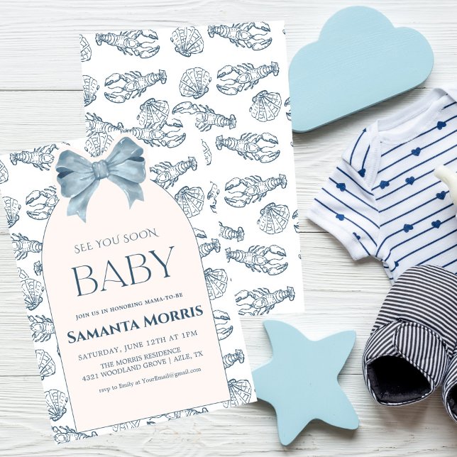  Under the Sea Beach Theme with Shell Design Baby  Invitation (Creator Uploaded)