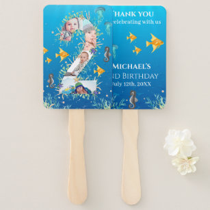 Under The Sea Big 2nd Birthday Photo Collage Hand Fan