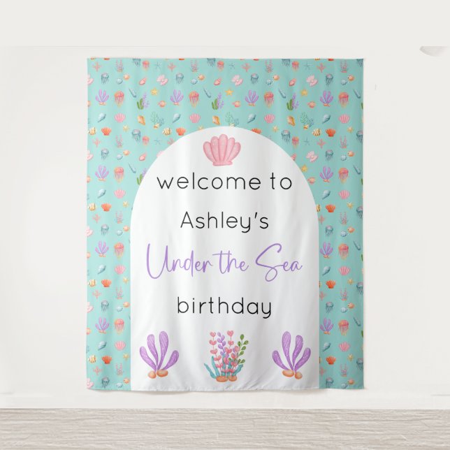 Under The Sea Birthday Backdrop Tapestry (Front)