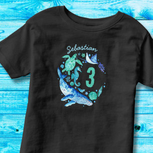 Under the Sea Birthday Boy Blue Watercolor Toddler T-Shirt