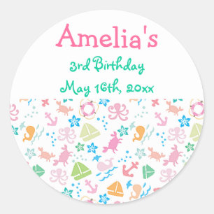 Under The Sea Birthday Classic Round Sticker