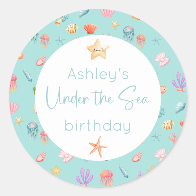 Under The Sea Birthday Classic Round Sticker (Front)