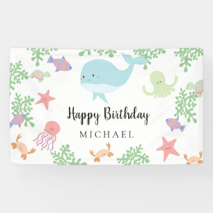 Under the Sea Birthday Cute Kawaii Pastel Party Banner