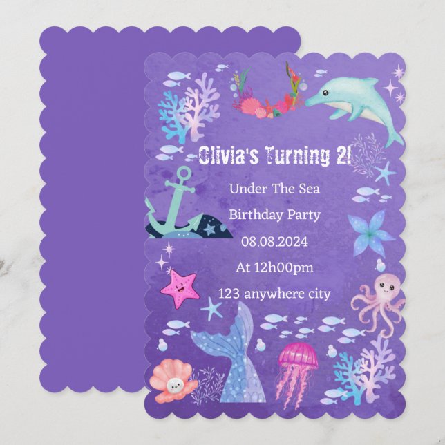 UNDER THE SEA BIRTHDAY INVITATION (Front/Back)