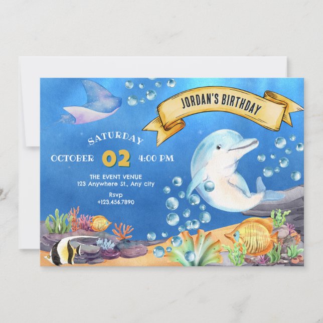 Under the sea birthday  invitation (Front)