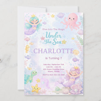 Under The Sea Birthday Invitation Editable