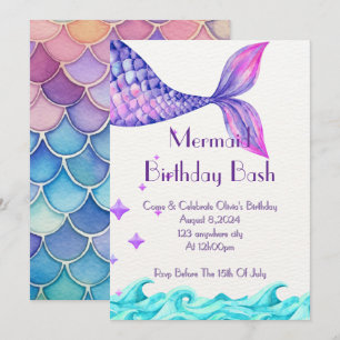 UNDER THE SEA BIRTHDAY INVITATION FOR GIRLS