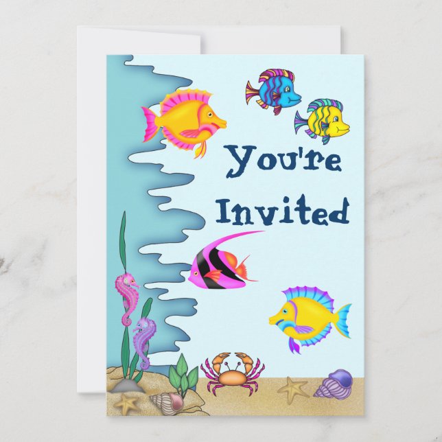 Under the Sea Birthday Invitation for Girls (Front)