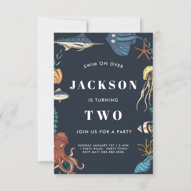 Under The Sea Birthday Invitation For Kids (Front)