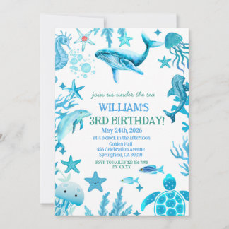 Under the Sea birthday invitation, ocean boy Invitation