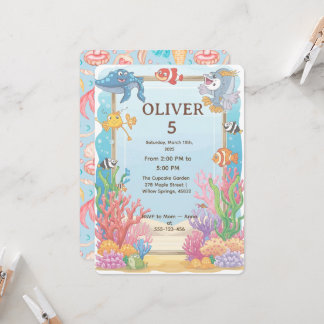 Under the Sea Birthday Invitation, Oliver 4th Invitation