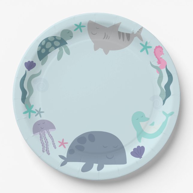 Under The Sea Birthday Invitation Paper Plate (Front)