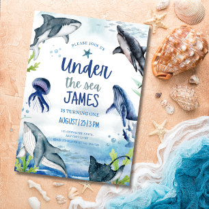Under The Sea Birthday Invitation, Whale Shark  Invitation