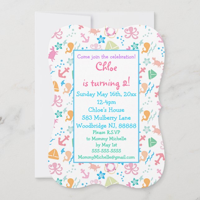 Under The Sea Birthday Invitations (Front)