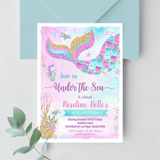 Under the Sea Birthday Mermaid Party Invitation (Creator Uploaded)