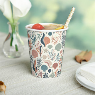 Under the Sea Birthday, Ocean Whispers Pattern Paper Cups