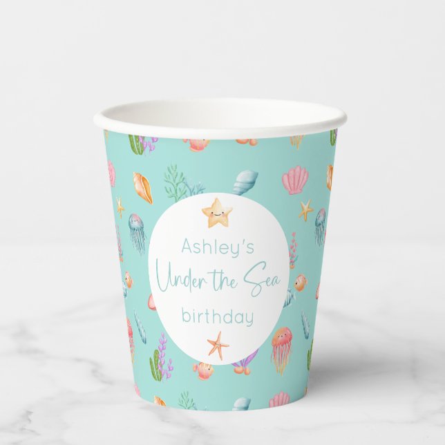 Under The Sea Birthday Paper Cups (Front)