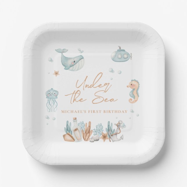 Under the Sea Birthday  Paper Plate (Front)