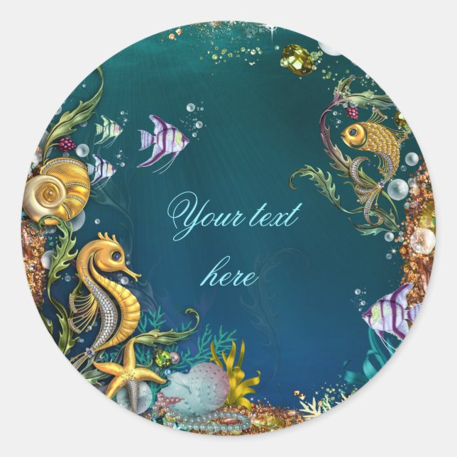 Under the Sea Birthday Party Classic Round Sticker (Front)