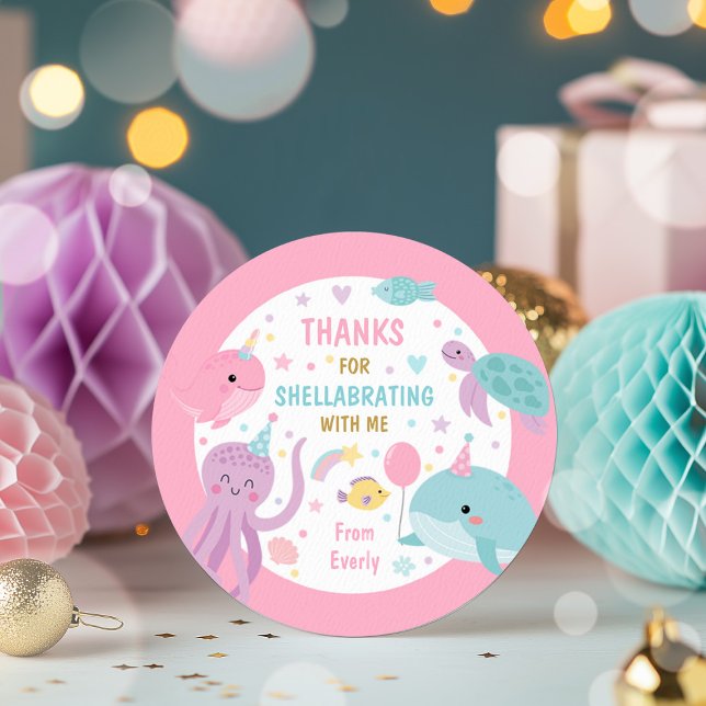 Under The Sea Birthday Party Gift Favours Classic Round Sticker (Creator Uploaded)