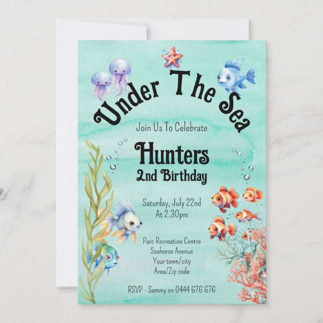 Under The Sea Birthday Party Invitation (Front)